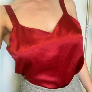 Red silk tank top